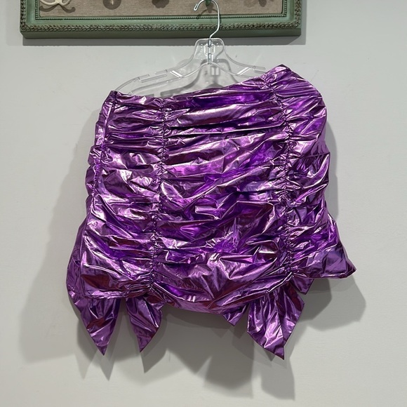 Sugar Thrillz Barbie Let go party metallic purple bow set skirt & crop top large - Picture 4 of 9